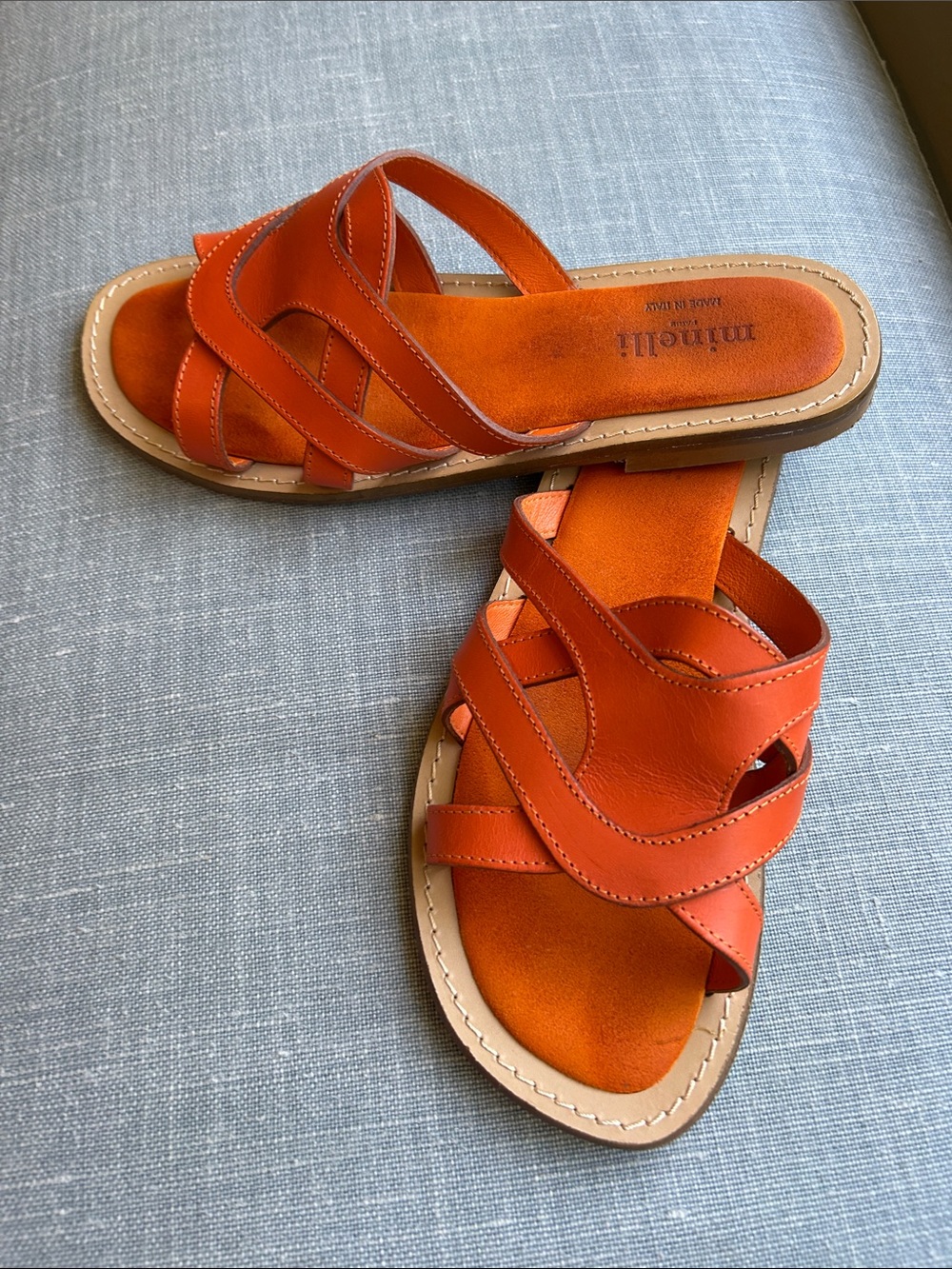 Orange Italian Leather Minnelli Sandals Size 9